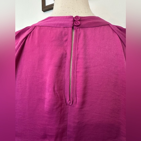 Venus NWT SZ 12 Elegant Women's Fuschia Pink Criss Cross Blouse - Picture 4 of 7
